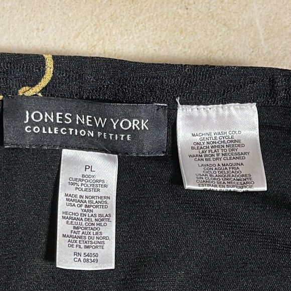 Jones New York Collection Skirt  Black Gold Chains Midi Pleated Modest Petite L - Picture 6 of 7